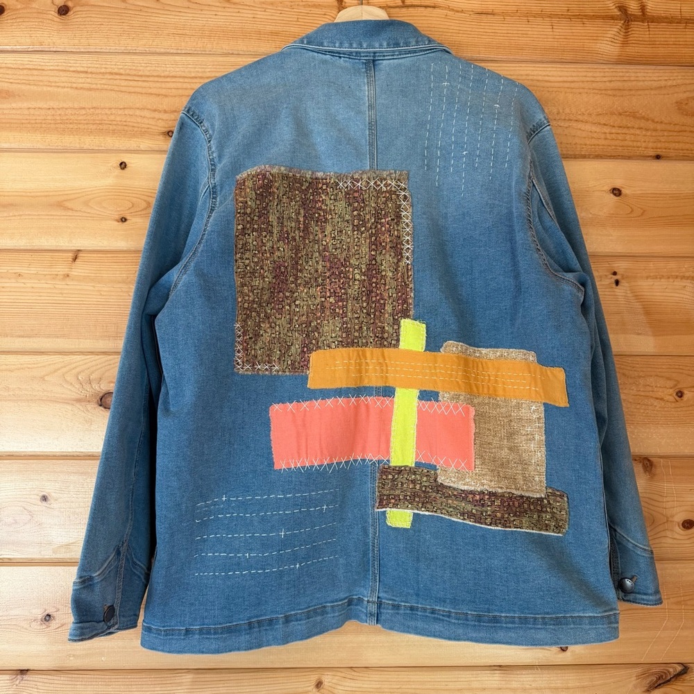 Well Worn Large Upcycled Patchwork Blue Denim Cho… - image 5